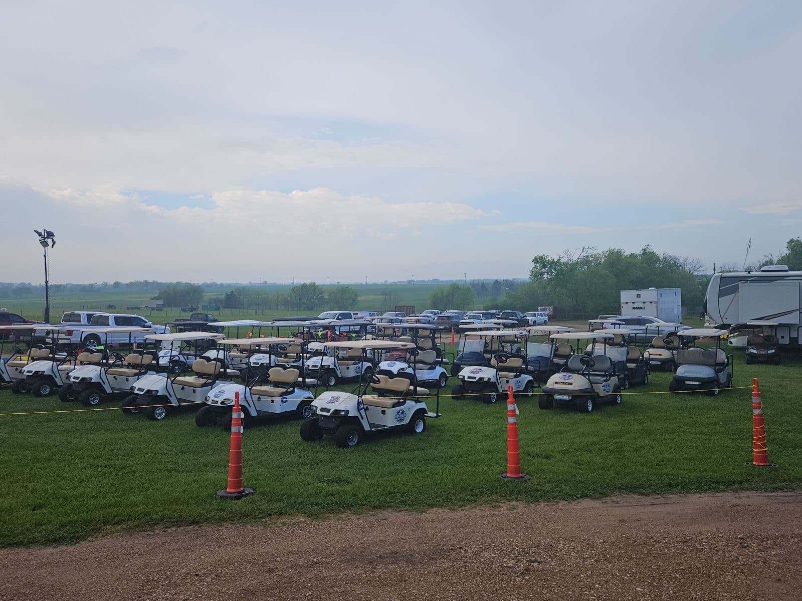 Our fleet of golf carts ready for rental